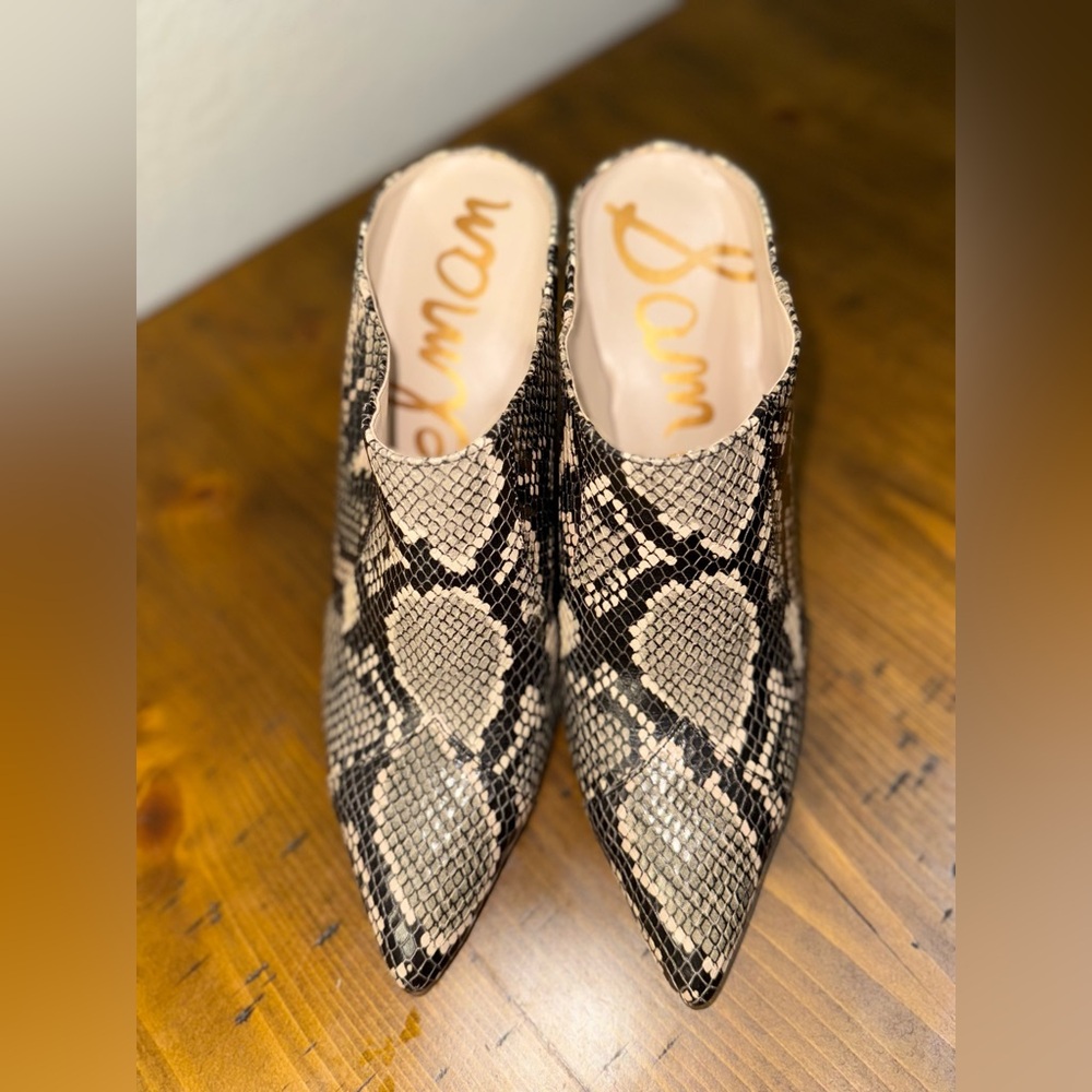 Sam Edelman Snake Print Pointed Toe Mule Heel Western Chic Y2K 7.5 - Picture 10 of 10